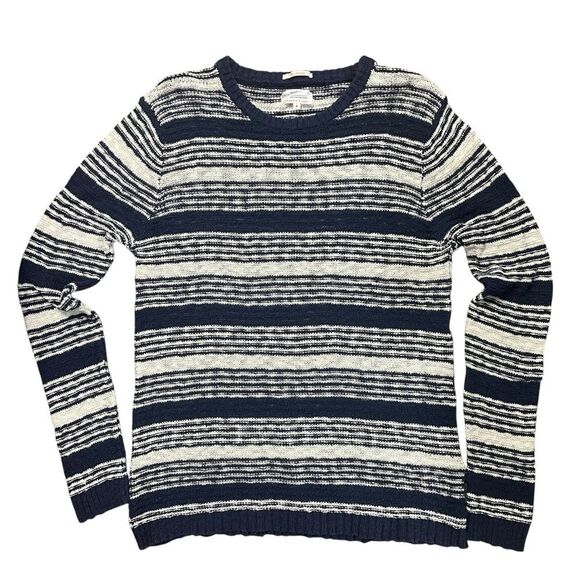 Gant Rugger Men's The Slubber Sweater Blue Off White stripe knit medium. Striped - Picture 1 of 16